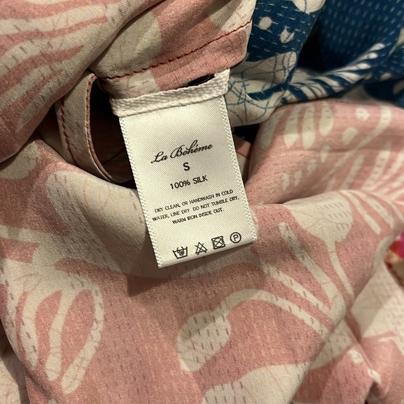 BCBGMAXAZRIA La Boheme Red/ Blue Laguna Deco Floral 100% Silk Slip Dress NWT - Picture 8 of 8